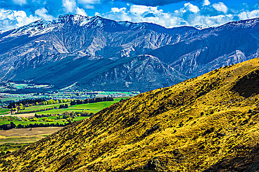 风景,山,盆地,靠近,皇后镇,奥塔哥地区,新西兰