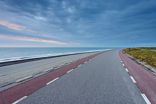堤岸,道路,北海,荷兰