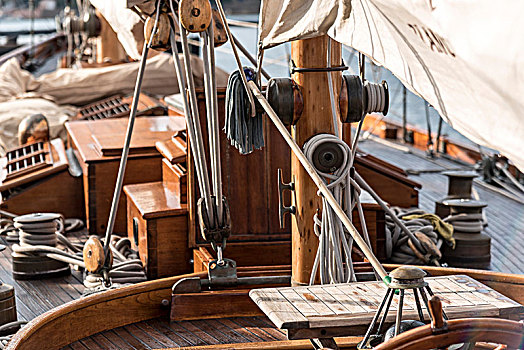 特写,绳索,帆,传统,甲板,波克罗勒岛