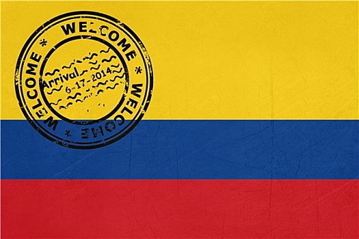 欢迎,哥伦比亚,旗帜,护照