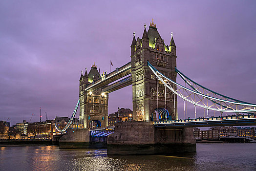 光亮,塔桥,黄昏,伦敦,英国