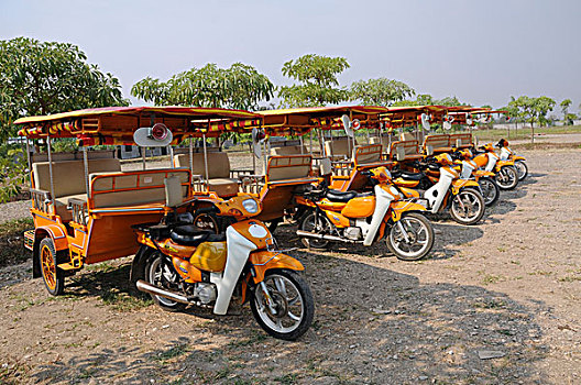摩托车,人力车,柬埔寨,亚洲