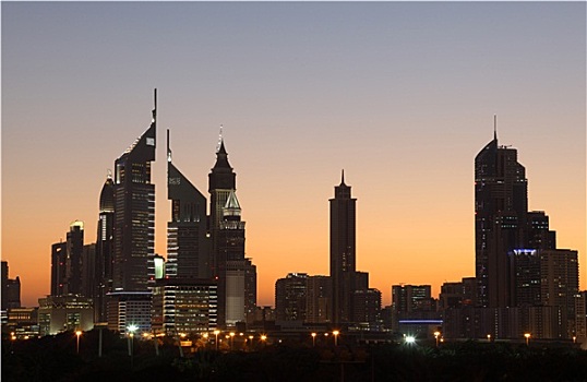摩天大楼,迪拜,道路,夜晚,阿联酋