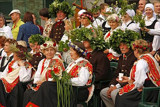 民俗,衣服,传统服装,仲夏,节日,拉脱维亚,波罗的海,区域,欧洲