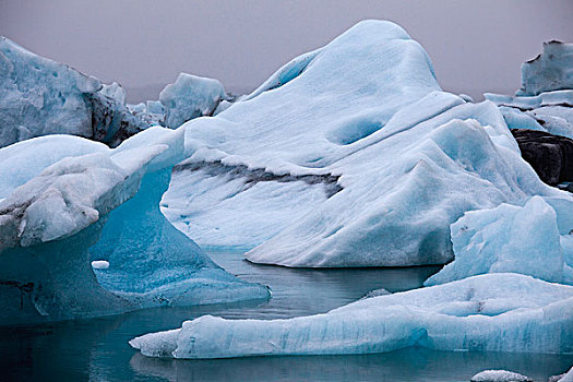 蓝色,冰山,杰古沙龙湖,冰岛