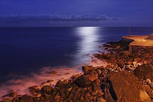 海洋,岩石海岸,马德拉岛,葡萄牙