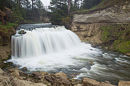 蛇河,瀑布,靠近,情人节,内布拉斯加州,美国