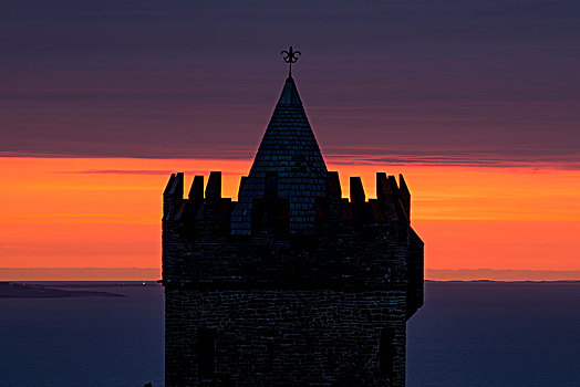 城堡,日落,杜林,爱尔兰