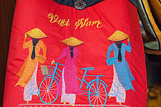 越南,河内,针线活,纪念品,手包,女人,传统,服装