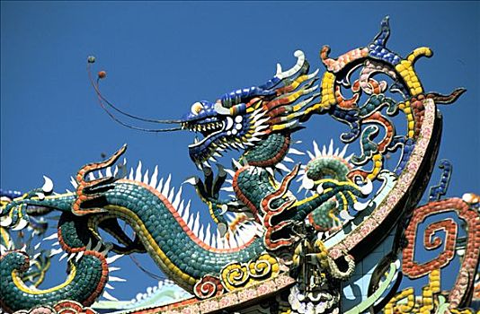 龙,装饰,中国寺庙,槟城,马来西亚,艺术家