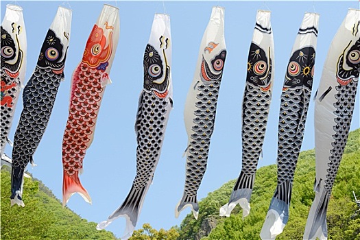 日本人,鲤鱼,彩带,装饰,蓝天