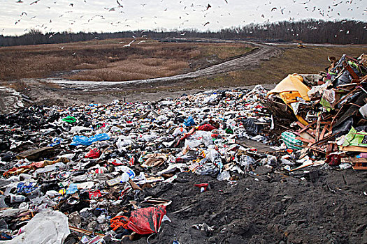 垃圾,垃圾掩埋场,溪流,密歇根,美国