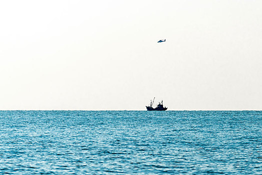 渔船,直升机