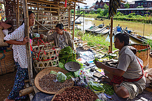 市场,茵莱湖,掸邦,缅甸