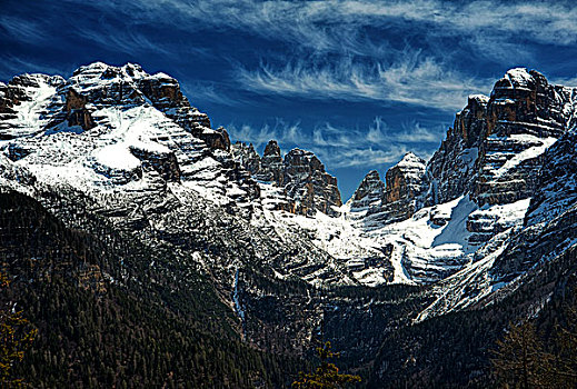 印象深刻,山峰,白云岩,意大利北部