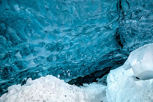 水晶,冰,洞穴,靠近,杰古沙龙湖