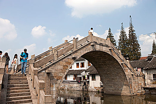 石头,步行桥,运河,上海,中国