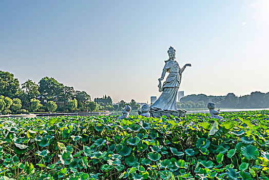 南京玄武湖公园莲花仙子雕像