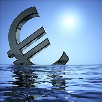 欧元,沉没,海中,展示,沮丧,不景气