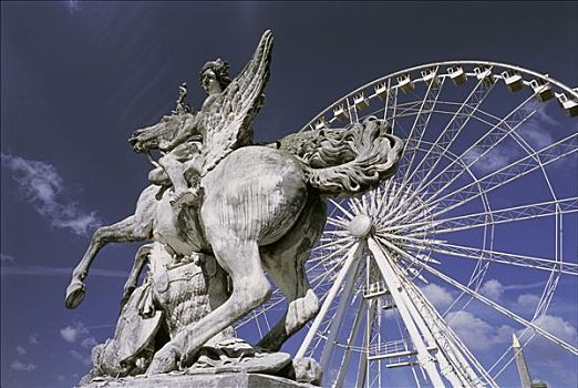 法国,巴黎,雕塑,水银,马,轮子