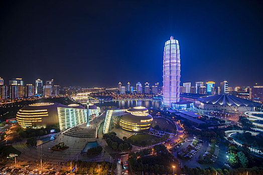 中国河南省郑州市中央商务区灯光秀
