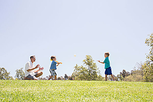 父亲,儿子,玩,棒球,公园