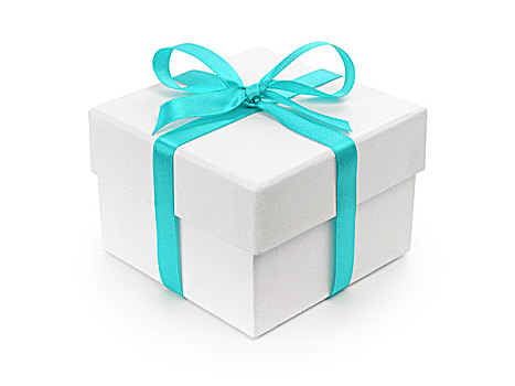 白色,礼品包装纸,盒子,蓝带,蝴蝶结,隔绝,白色背景