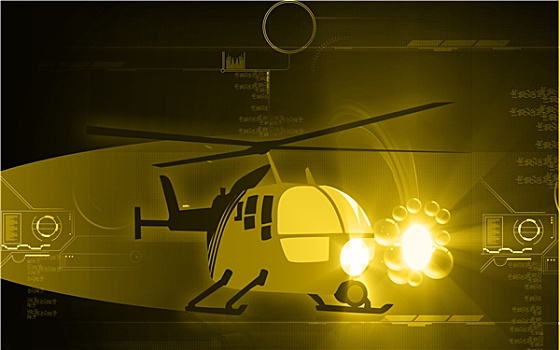 插画,救助,直升飞机