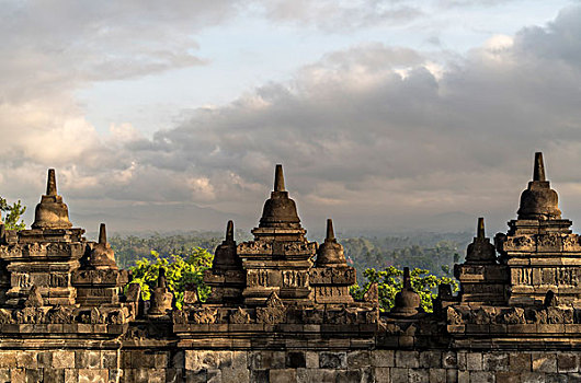 佛教寺庙,复杂,浮罗佛屠,日惹,爪哇,印度尼西亚,亚洲