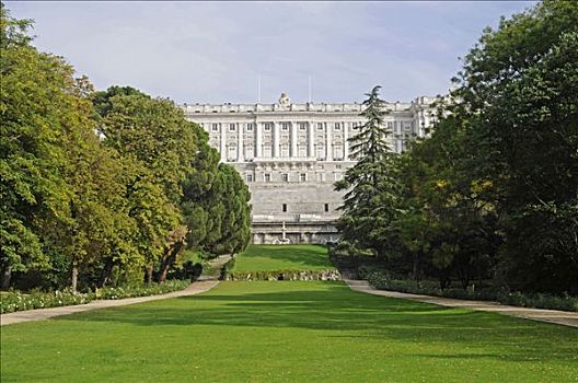公园,马德里皇宫,宫殿,马德里,西班牙,欧洲