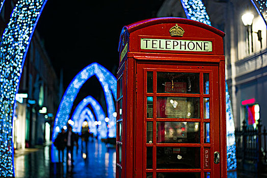 英格兰,伦敦,在家办公,英国,电话亭,圣诞装饰