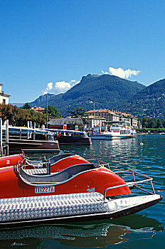 踏板,船,堤岸,卢加诺,卢加诺湖,提契诺河,瑞士,欧洲