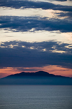 日落,上方,伊斯基亚,那不勒斯湾,卡普里岛,坎帕尼亚区,意大利