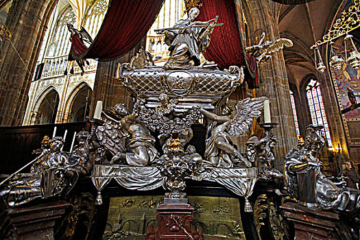 银,雕塑,靠近,神圣,圣徒,大教堂,布拉格城堡,拉德肯尼,布拉格,捷克共和国,欧洲
