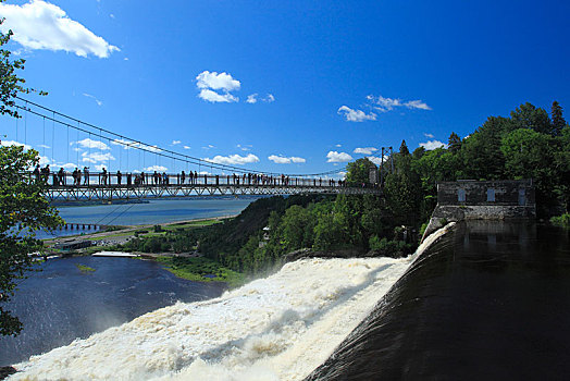 桥,瀑布,魁北克城,魁北克省,加拿大,北美