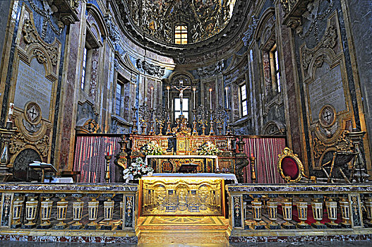 室内,巴洛克式教堂,巴勒莫,意大利