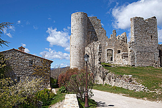 法国,标示,乡村,漂亮,远眺,残留,中世纪,城堡,12世纪