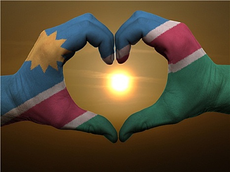 心形,喜爱,手势,彩色,纳米比亚,旗帜