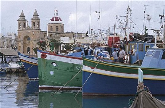 船,渔船,港口,马尔萨什洛克,马耳他岛,欧洲,欧盟新成员