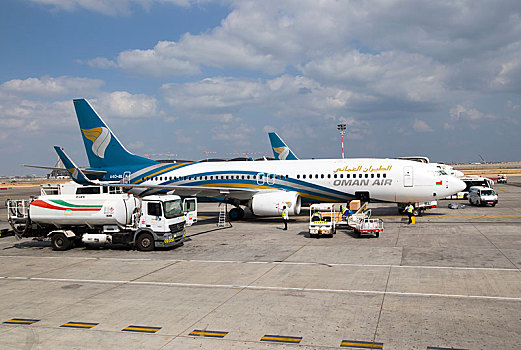 阿曼,航空公司,波音737,飞机,国际机场,马斯喀特,亚洲