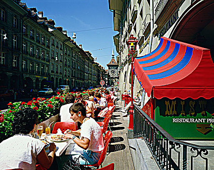街景,咖啡馆,伯恩,瑞士