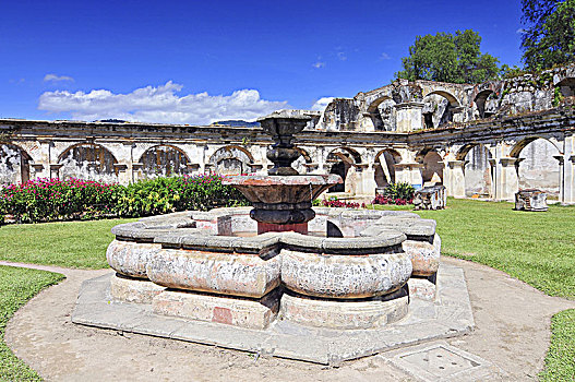 危地马拉,安提瓜岛,教堂,寺院,喷泉