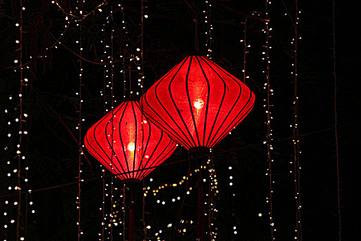 越南,胡志明市,春节,红灯笼,悬挂