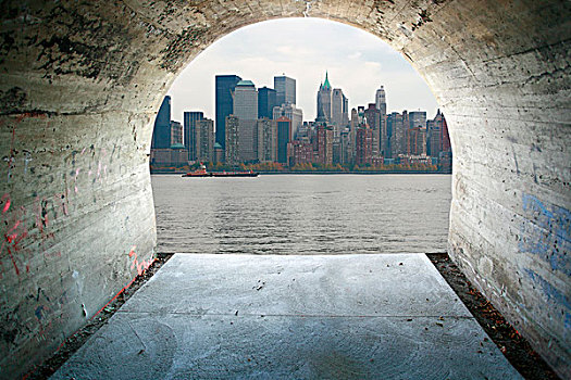 曼哈顿,风景,水泥,隧道