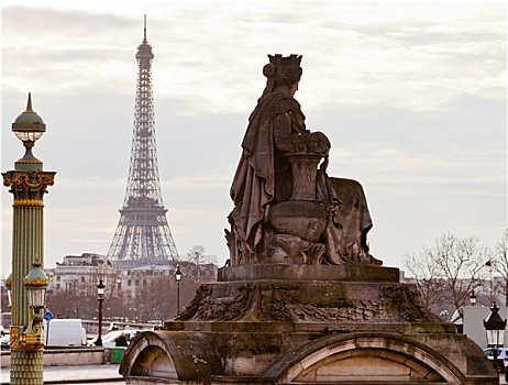 雕塑,柱子,埃菲尔铁塔,巴黎