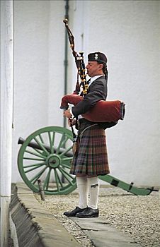 风笛,穿,苏格兰式短裙,风笛手,音乐,器具,苏格兰,英国,欧洲