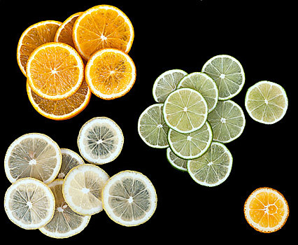 柠檬,橙子片