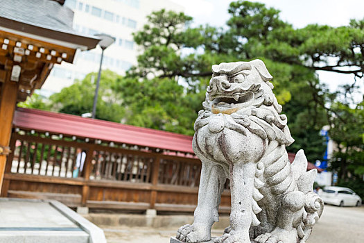 日本寺庙,狮子,雕塑