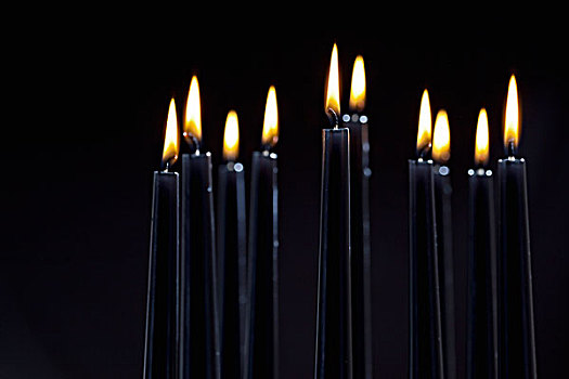 特写,照亮,黑色,蜡烛