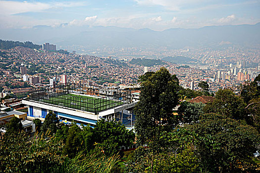 体育场地,远眺,市中心,哥伦比亚,南美